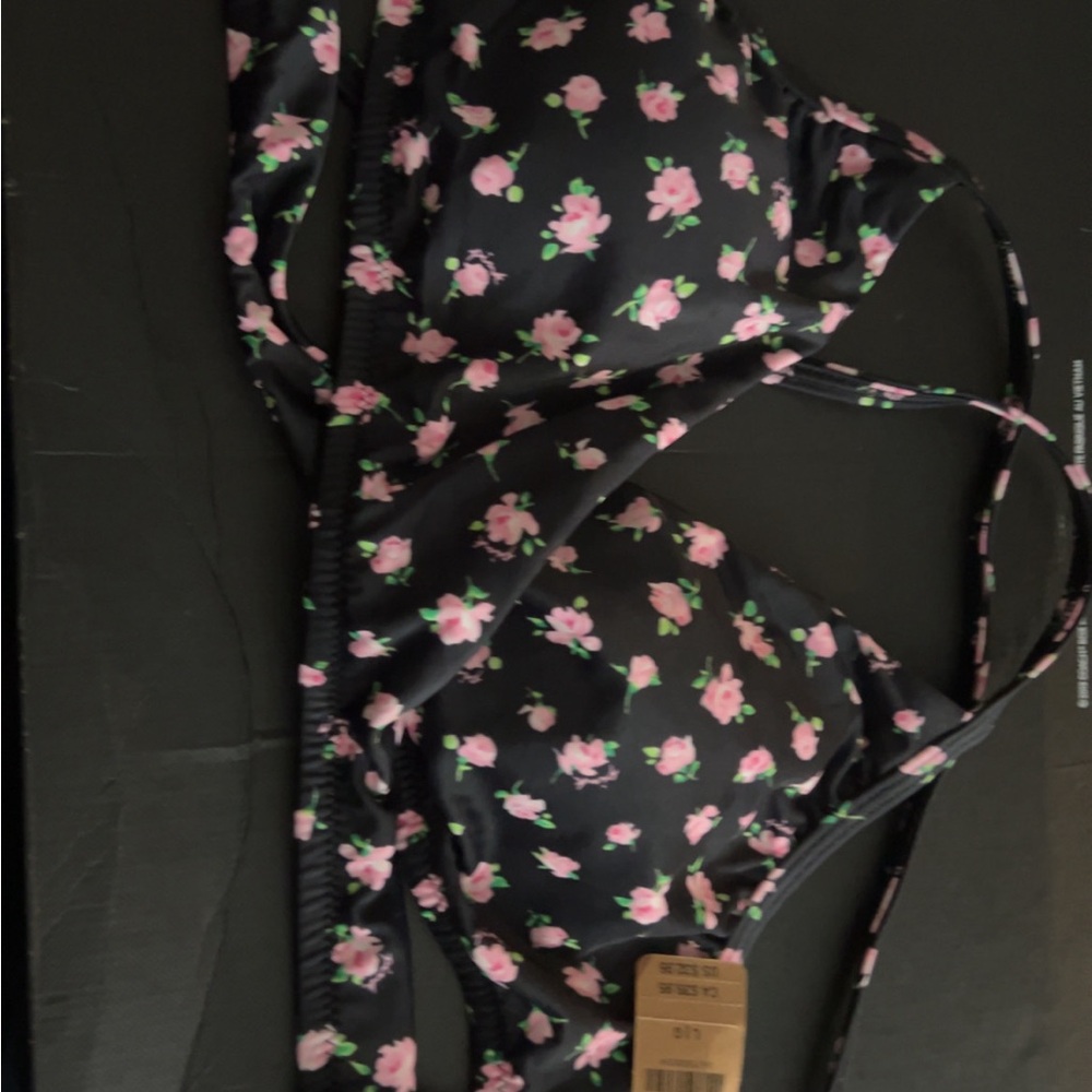 Floral Black and Pink Women's women’s swimsuit set